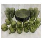 Vtg Anchor Hockings sereno  glassware avocado 11