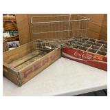 Vtg Coca Cola and Pepsi crates and metal d