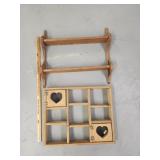 2 wood display shelves