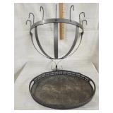 Vtg. Iron metal wall planter, Vtg. Silver plated