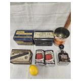 Vtg. Bates Numbering Machine, AMACO chalk tin,