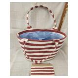 Elizabeth Adren red & white striped canvas tote