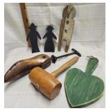 Vtg. Wood mallet, Vtg. Shoe stretcher , wood