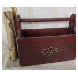 Vtg. Wood caddy tote, Roll of paper