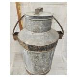 Vtg. Galvanized metal milk can