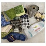 Fabric remnants,  poly rope , pin cushions