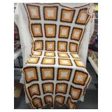 Vtg. Handmade Afghan throw blanket 30 by 75