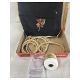 Embroidery hoops, needlepoint on canvas