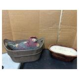 Hen in a basket and a candle in a country style