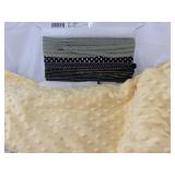 Soft Yellow fabric and assorted ribbon