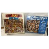 (2) 500+piece puzzles comic books and cats