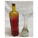 Clear Bud Vase w/floral weighted bottom, Hexagon