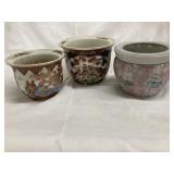 Vintage Chinese Porcelain "Fishbowl" Planters