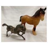 Horse Figures, small hand painted metal & larger