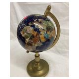 Tabletop world globe with brass stand