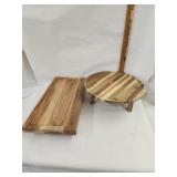 Handcrafted Wood Serving tray, Wood round table