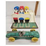 Vtg. Fisher Price playset, Vtg. Rubber Indy race