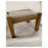 Small wooden stool w/upholstered seat 9.5" H