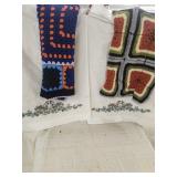 2 Vtg. Embroidery pillow cases, 2 Hand made