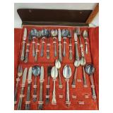 Vtg. Silver plated flatware in case