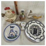 Hand painted Nippon vase, Royal Stafford plate,