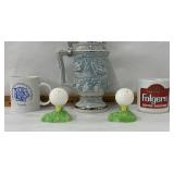 1989 race car stein, 2coffee cups and 2 Enesco