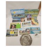 Vtg. Postcards , Souvenir plate, Small bank
