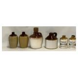 (6) small stoneware jugs