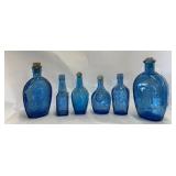 Blue Wheaton glass decanters