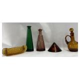 Glass decanters of various forms and colors
