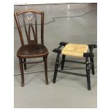 Antique Thonet bistro chair and a no name stool