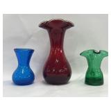 Blue red and green track glass faces two have