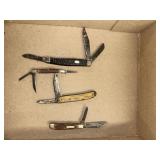 (4) different branded knives like OOD TIMER