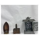 Garden lantern oil lamp and metal basket