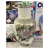 Floral painted tall vase