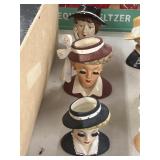 3 ladyï¿½s head vases