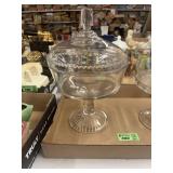 (2) clear glass compote EAPG