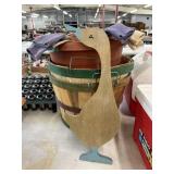 2 Bushel Baskets, 3 prs Gardening Gloves, Flower