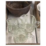 Waterford style glass pitcher creamer and sugar