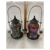 2 Iridescent Mosaic candle lanterns