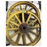 2 wagon spoked wooden  wheels