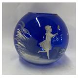 Mary Gregory Blue Glass Vase