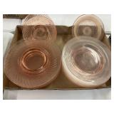 Pink Depression Glass - 10 Salad Plates & 4