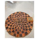 Round Leather Patchwork Tablecloth 63" diameter &