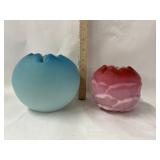 Antique Mt. Washington Aqua Glass Rose Bowl &