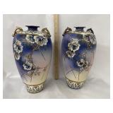 2 Hand Painted Nippon Vases