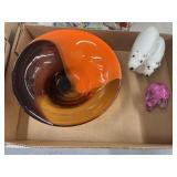 Teleflora Glass vase, Polar Bears & Pig Glass Art