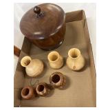 Hand turned Wood Bowl , Wood Toothpick holders