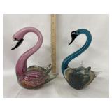 Murano Style Art Glass Swans