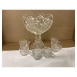 Antique Childrenï¿½s Glass Punchbowl w/6 cups